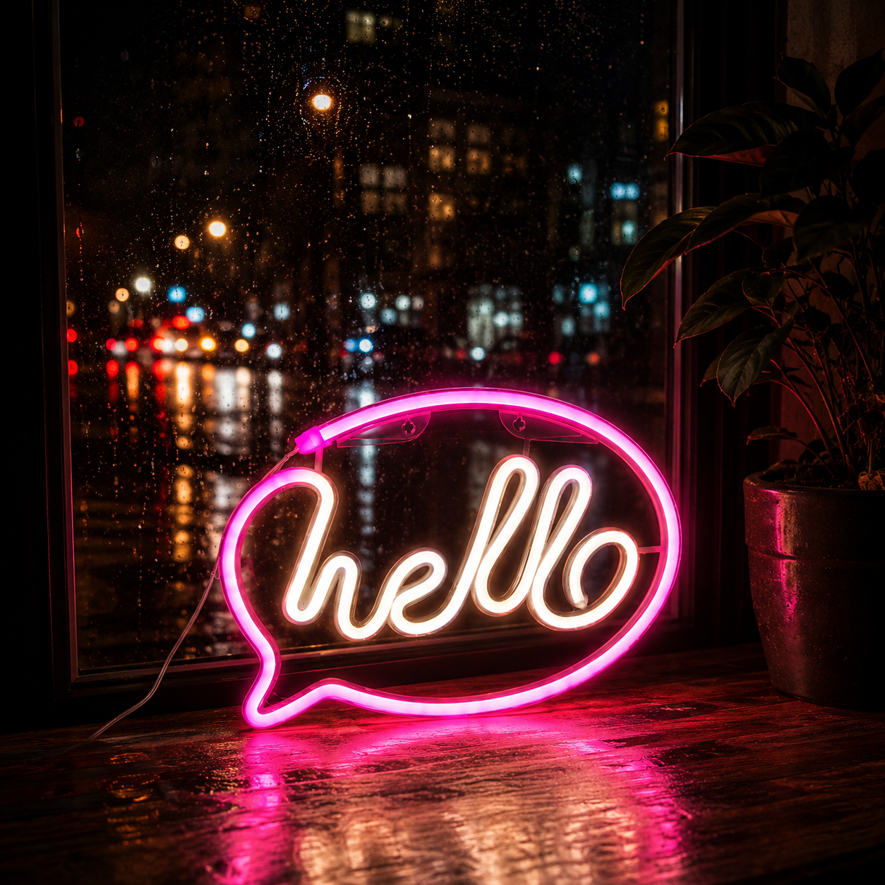 Néon LED « Hello » – Enseigne Lumineuse Murale Décorative