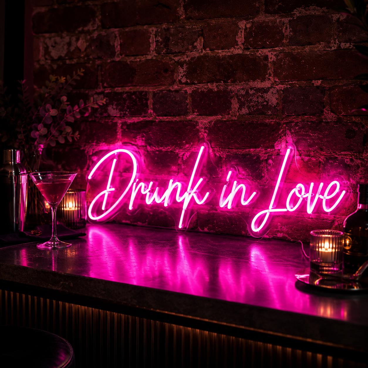 Néon LED « Drunk in Love » – Enseigne Lumineuse Murale 55 cm