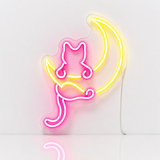 Néon LED Chat & Lune – Décoration Murale Lumineuse