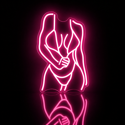 Néon LED Silhouette Femme | Enseigne Lumineuse Artistique | Support Acrylique & USB