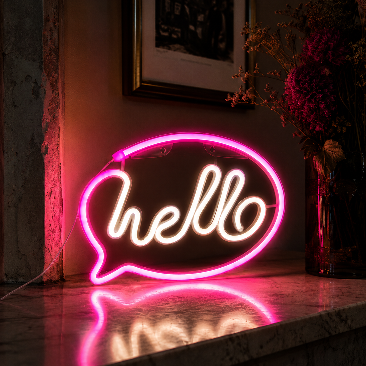 Néon LED « Hello » – Enseigne Lumineuse Murale Décorative