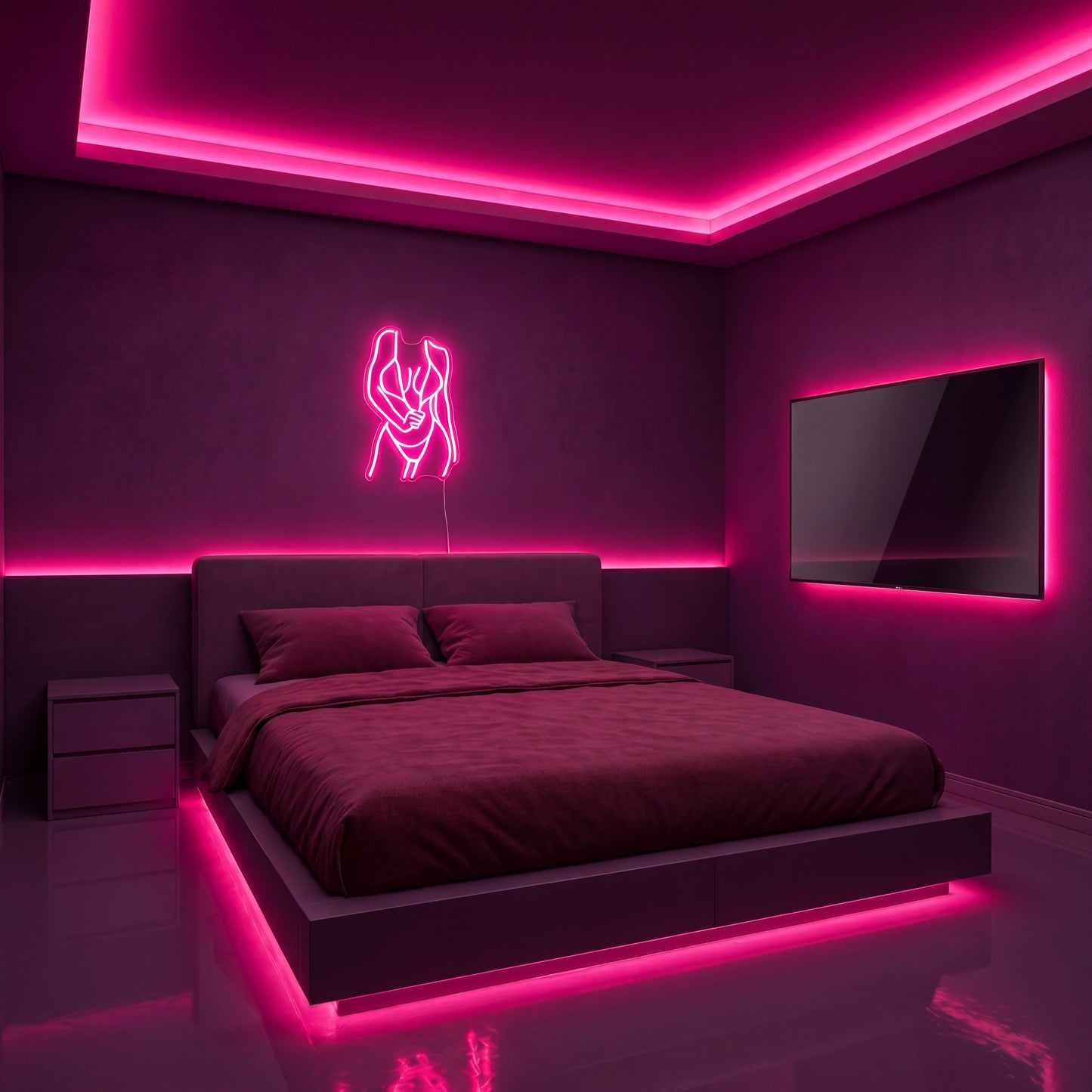 Néon LED Silhouette Femme | Enseigne Lumineuse Artistique | Support Acrylique & USB