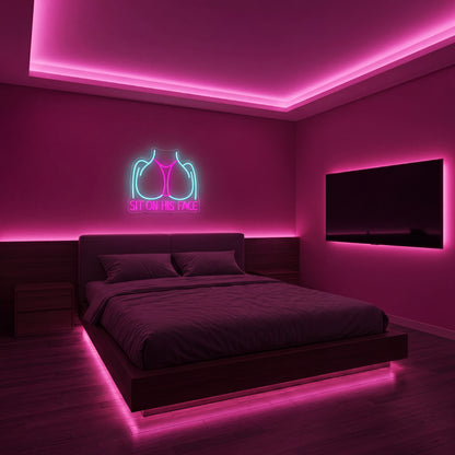 Néon LED "Sit On His Face" | Enseigne Lumineuse Femme