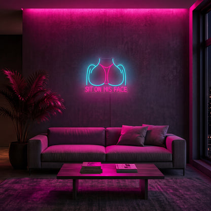 Néon LED "Sit On His Face" | Enseigne Lumineuse Femme