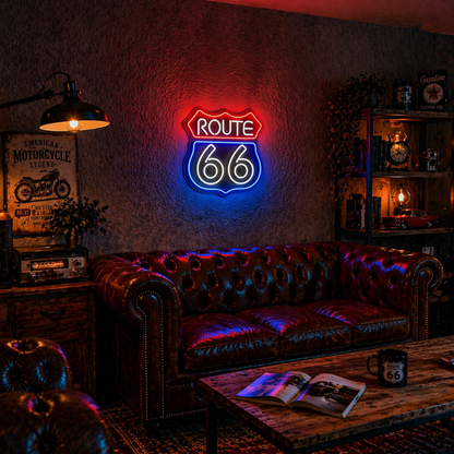 Néon LED Route 66 | décoration murale vintage