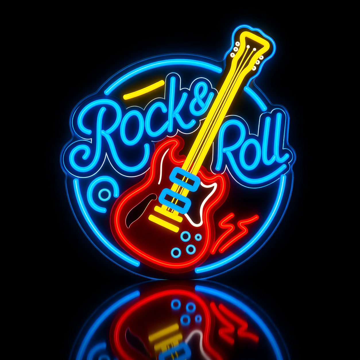 Néon LED guitare rock | décoration murale musique