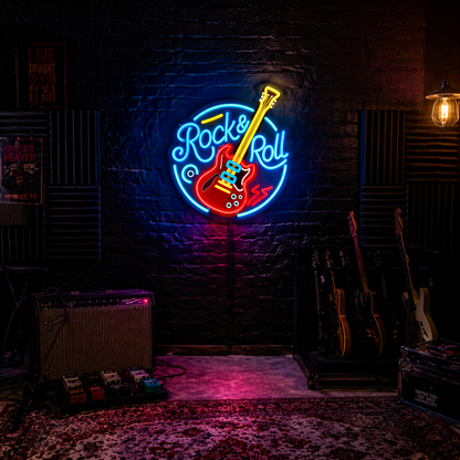 Néon LED guitare rock | décoration murale musique