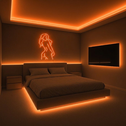 Néon LED silhouette féminine dos | décoration chambre et salon