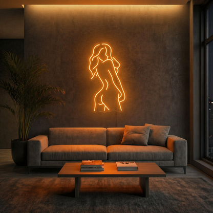 Néon LED silhouette féminine dos | décoration chambre et salon