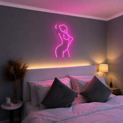 Néon LED silhouette femme face | décoration chambre moderne