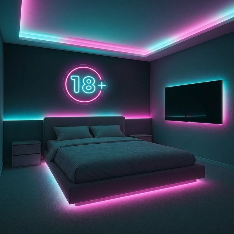 Néon LED texte mural rose bleu | décoration intérieure