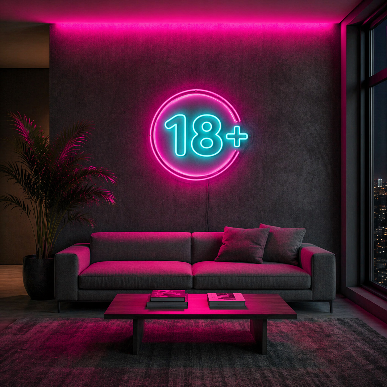 Néon LED texte mural rose bleu | décoration intérieure