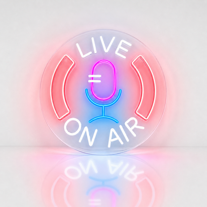 Néon LED Live On Air | décoration studio streaming