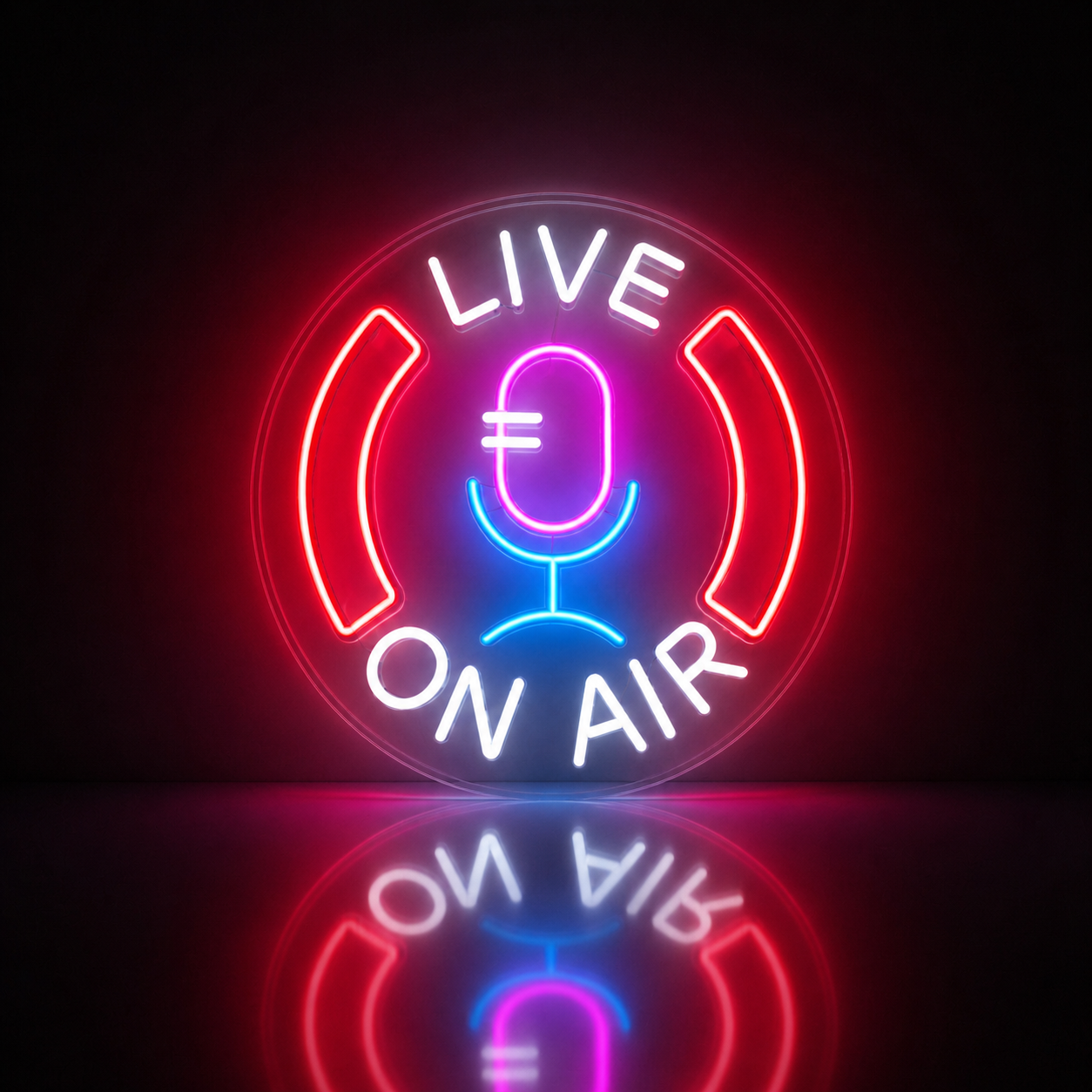 Néon LED Live On Air | décoration studio streaming