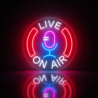 Néon LED Live On Air | décoration studio streaming