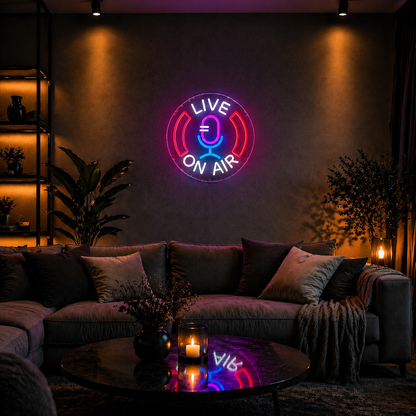 Néon LED Live On Air | décoration studio streaming
