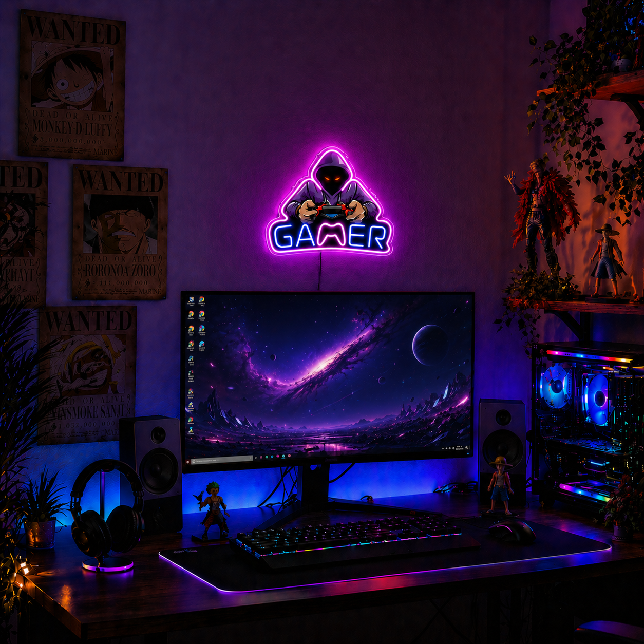 Néon LED Gamer Gameuse | décoration chambre gaming