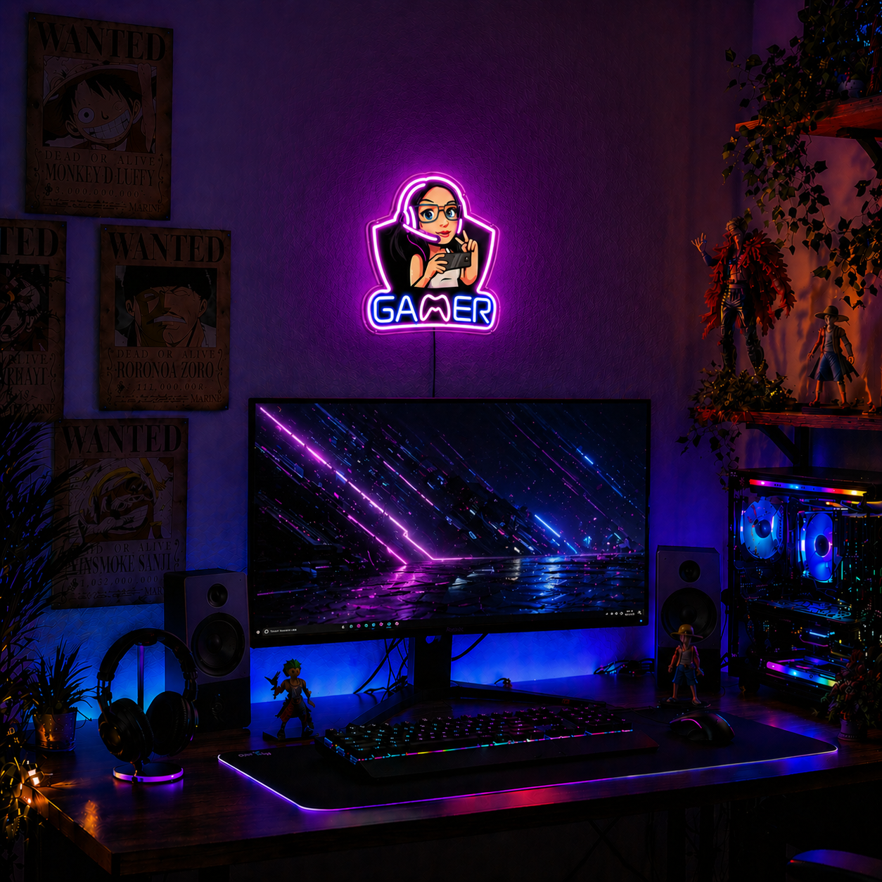 Néon LED Gamer Gameuse | décoration chambre gaming