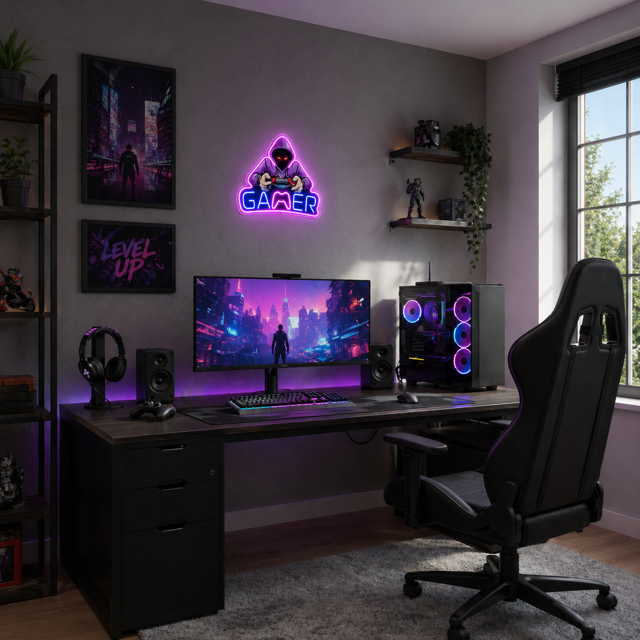 Néon LED Gamer Gameuse | décoration chambre gaming