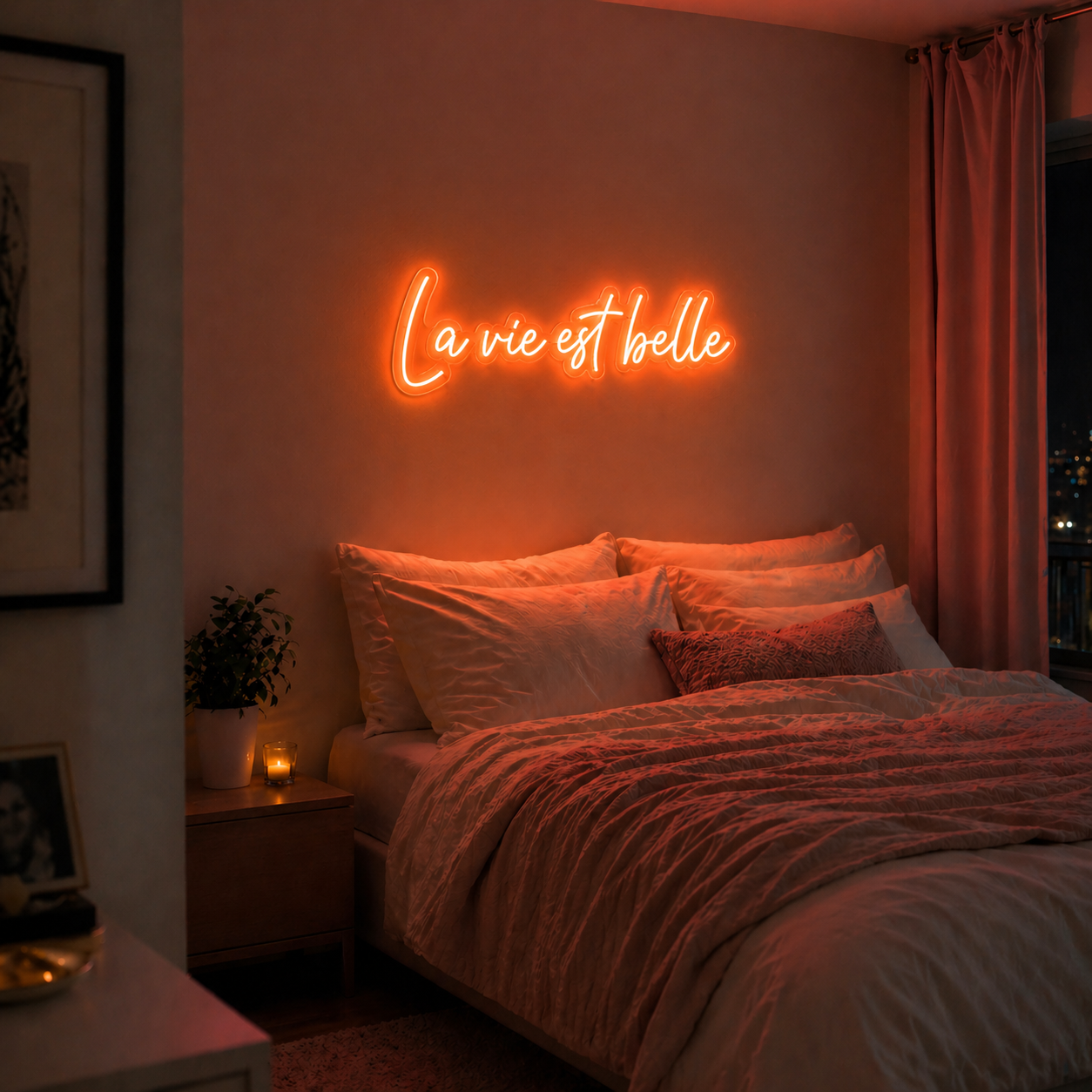 Néon LED C’est la Vie | Enseigne Lumineuse Design | Support Acrylique & Alimentation USB