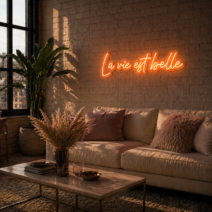 Néon LED C’est la Vie | Enseigne Lumineuse Design | Support Acrylique & Alimentation USB