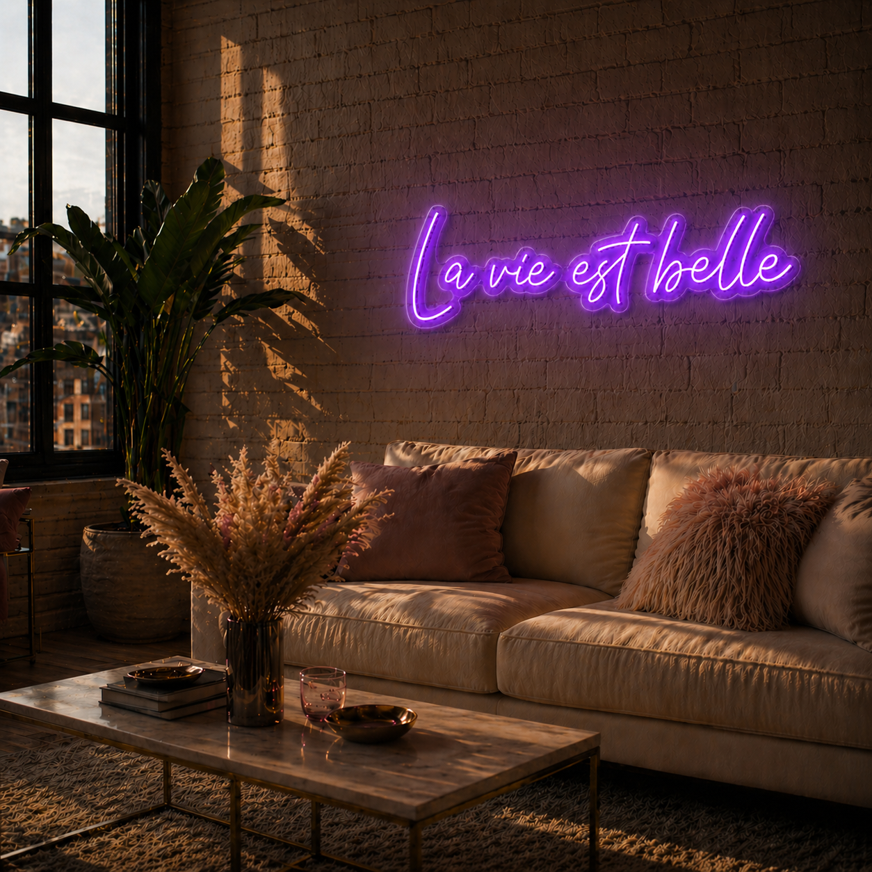 Néon LED C’est la Vie | Enseigne Lumineuse Design | Support Acrylique & Alimentation USB