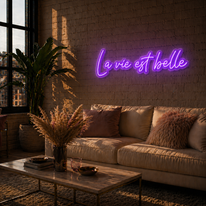 Néon LED C’est la Vie | Enseigne Lumineuse Design | Support Acrylique & Alimentation USB