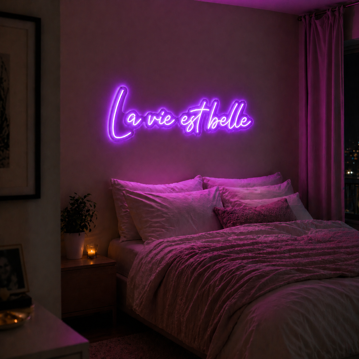 Néon LED C’est la Vie | Enseigne Lumineuse Design | Support Acrylique & Alimentation USB