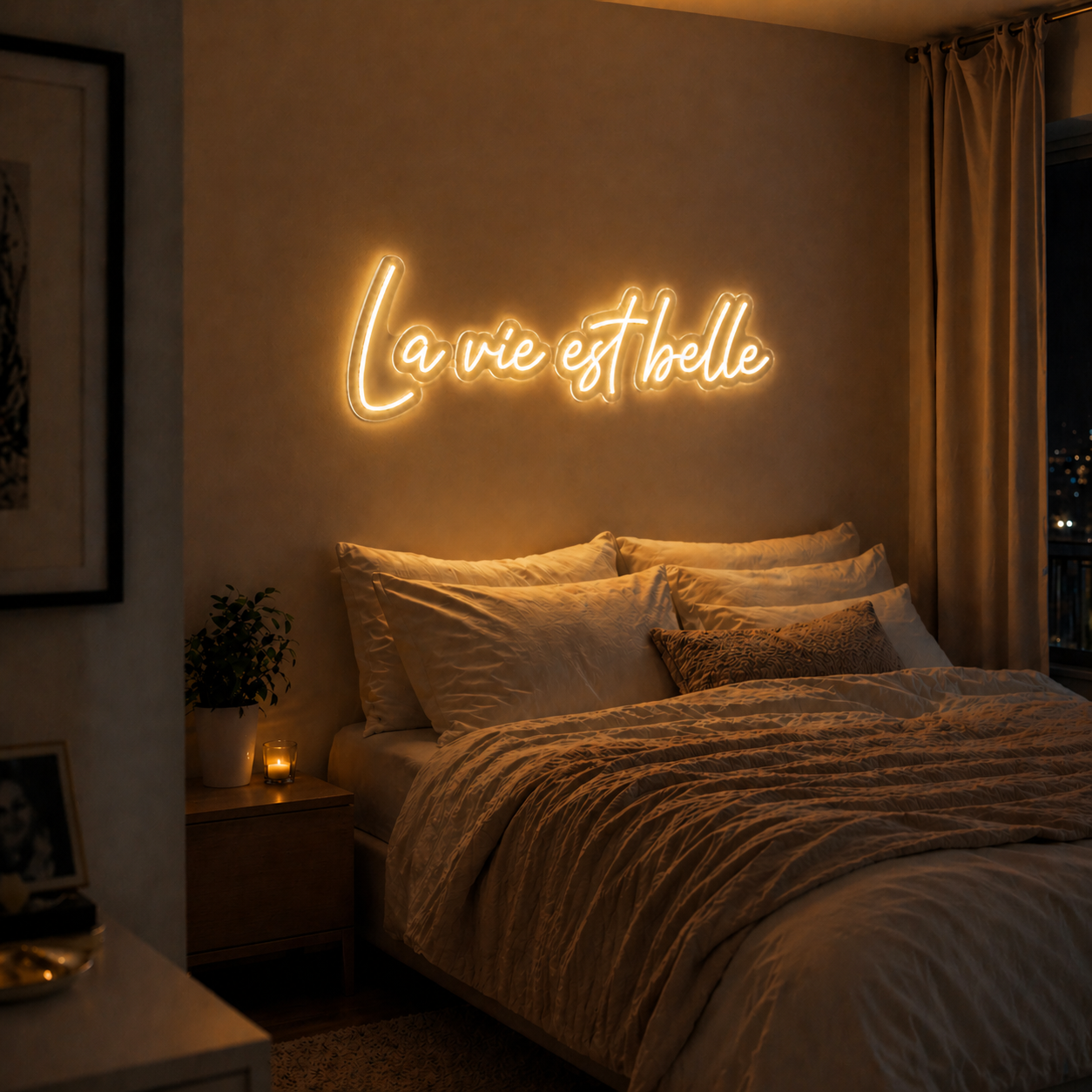 Néon LED C’est la Vie | Enseigne Lumineuse Design | Support Acrylique & Alimentation USB