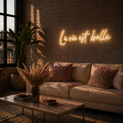 Néon LED C’est la Vie | Enseigne Lumineuse Design | Support Acrylique & Alimentation USB