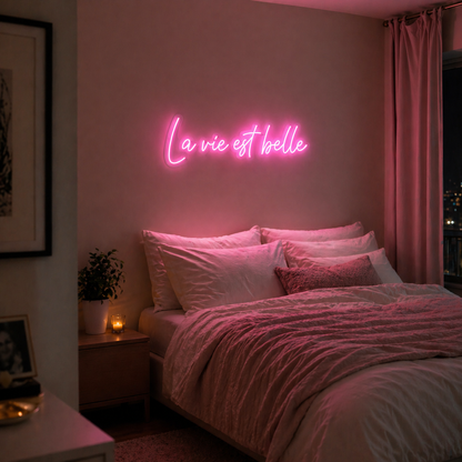 Néon LED C’est la Vie | Enseigne Lumineuse Design | Support Acrylique & Alimentation USB