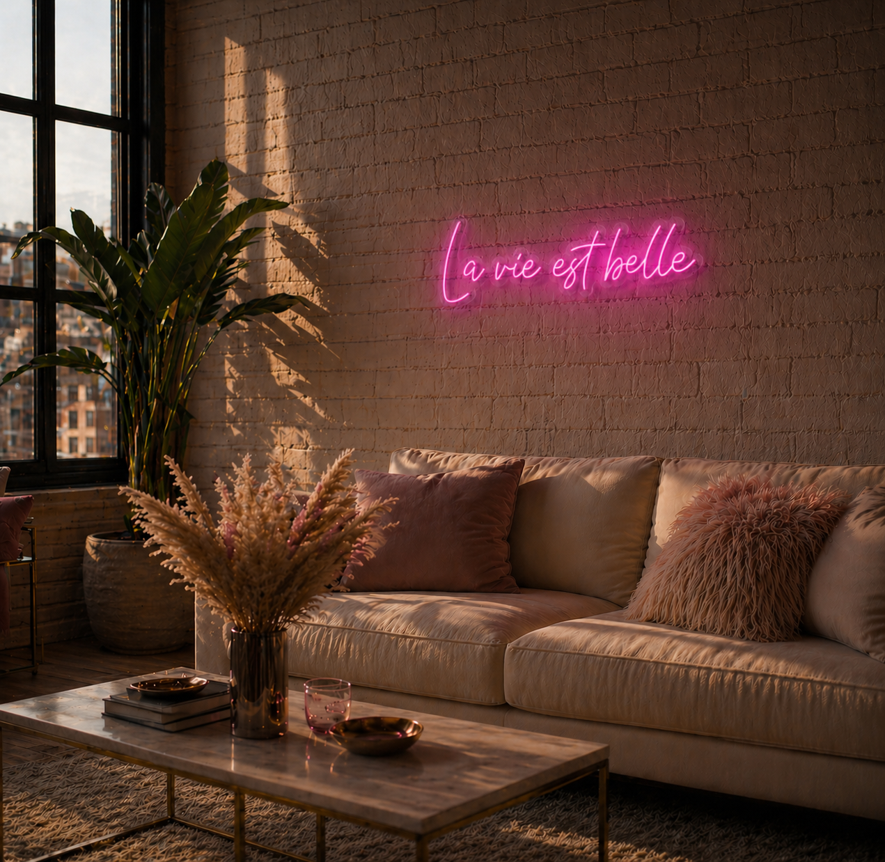 Néon LED C’est la Vie | Enseigne Lumineuse Design | Support Acrylique & Alimentation USB