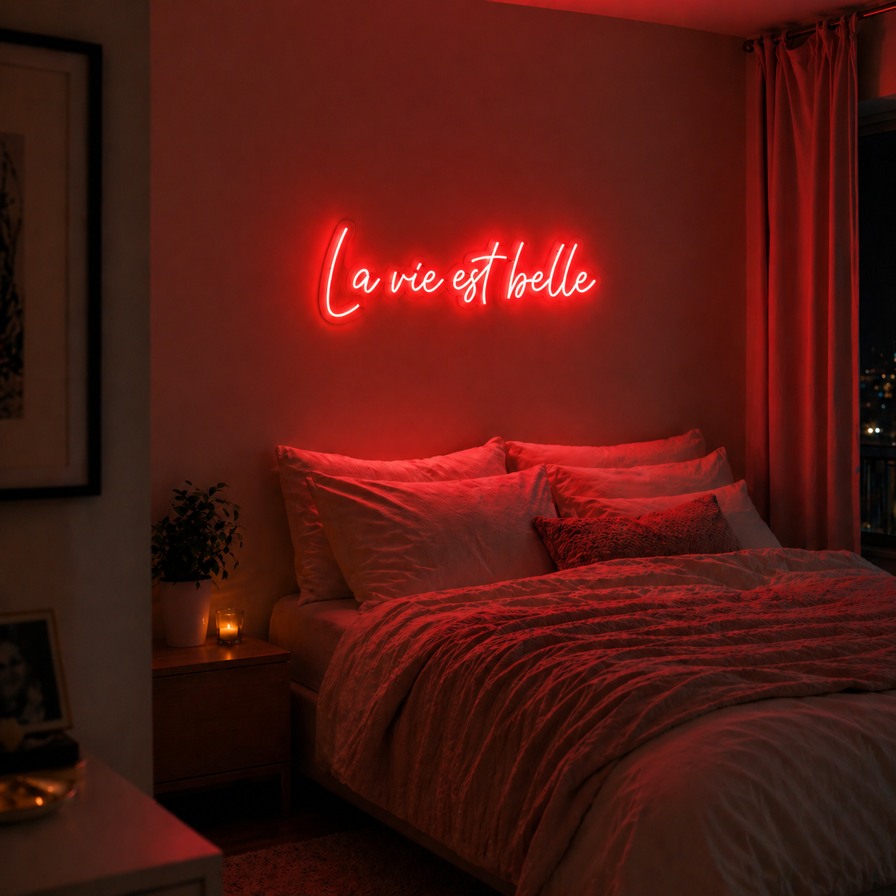Néon LED C’est la Vie | Enseigne Lumineuse Design | Support Acrylique & Alimentation USB