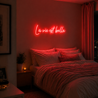 Néon LED C’est la Vie | Enseigne Lumineuse Design | Support Acrylique & Alimentation USB