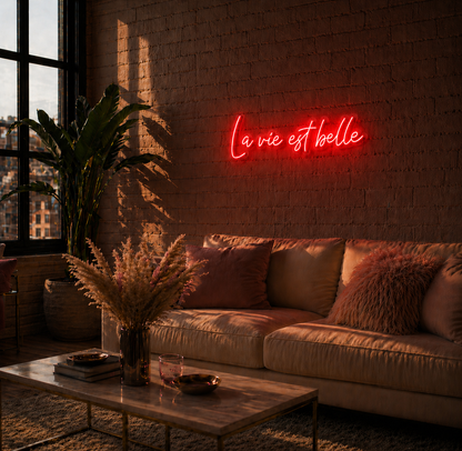 Néon LED C’est la Vie | Enseigne Lumineuse Design | Support Acrylique & Alimentation USB