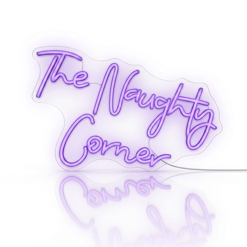 Néon LED The Naughty Corner | Enseigne Lumineuse Rouge | Intensité Variable & Support Acrylique