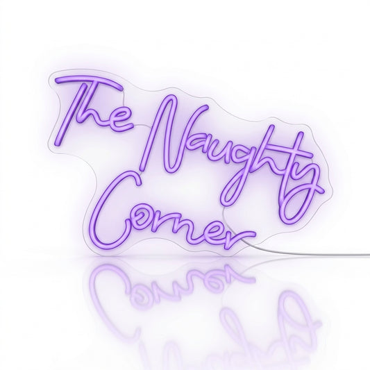 Néon LED The Naughty Corner | Enseigne Lumineuse Rouge | Intensité Variable & Support Acrylique