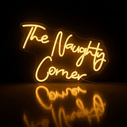 Néon LED The Naughty Corner | Enseigne Lumineuse Rouge | Intensité Variable & Support Acrylique