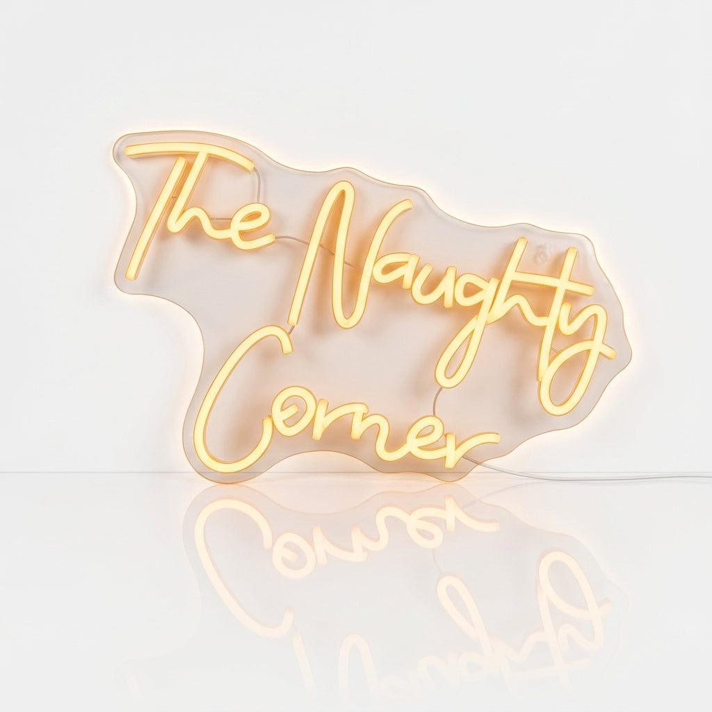 Néon LED The Naughty Corner | Enseigne Lumineuse Rouge | Intensité Variable & Support Acrylique