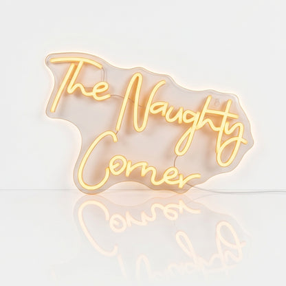Néon LED The Naughty Corner | Enseigne Lumineuse Rouge | Intensité Variable & Support Acrylique
