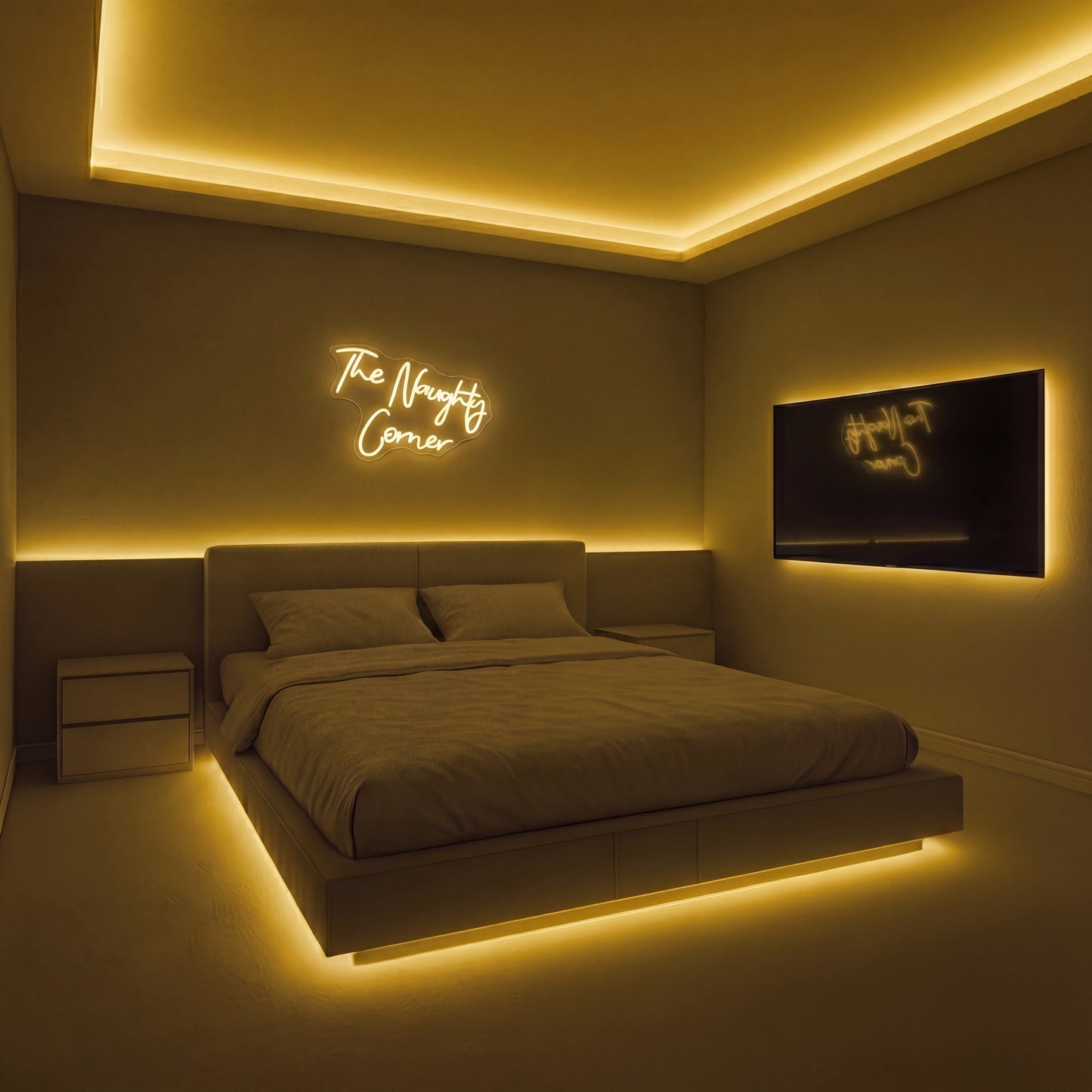 Néon LED The Naughty Corner | Enseigne Lumineuse Rouge | Intensité Variable & Support Acrylique