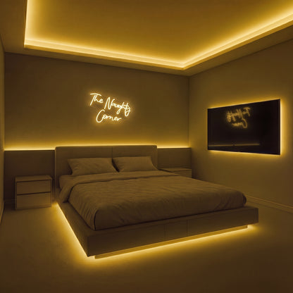 Néon LED The Naughty Corner | Enseigne Lumineuse Rouge | Intensité Variable & Support Acrylique