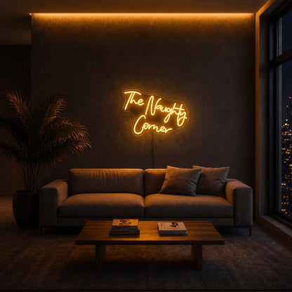 Néon LED The Naughty Corner | Enseigne Lumineuse Rouge | Intensité Variable & Support Acrylique