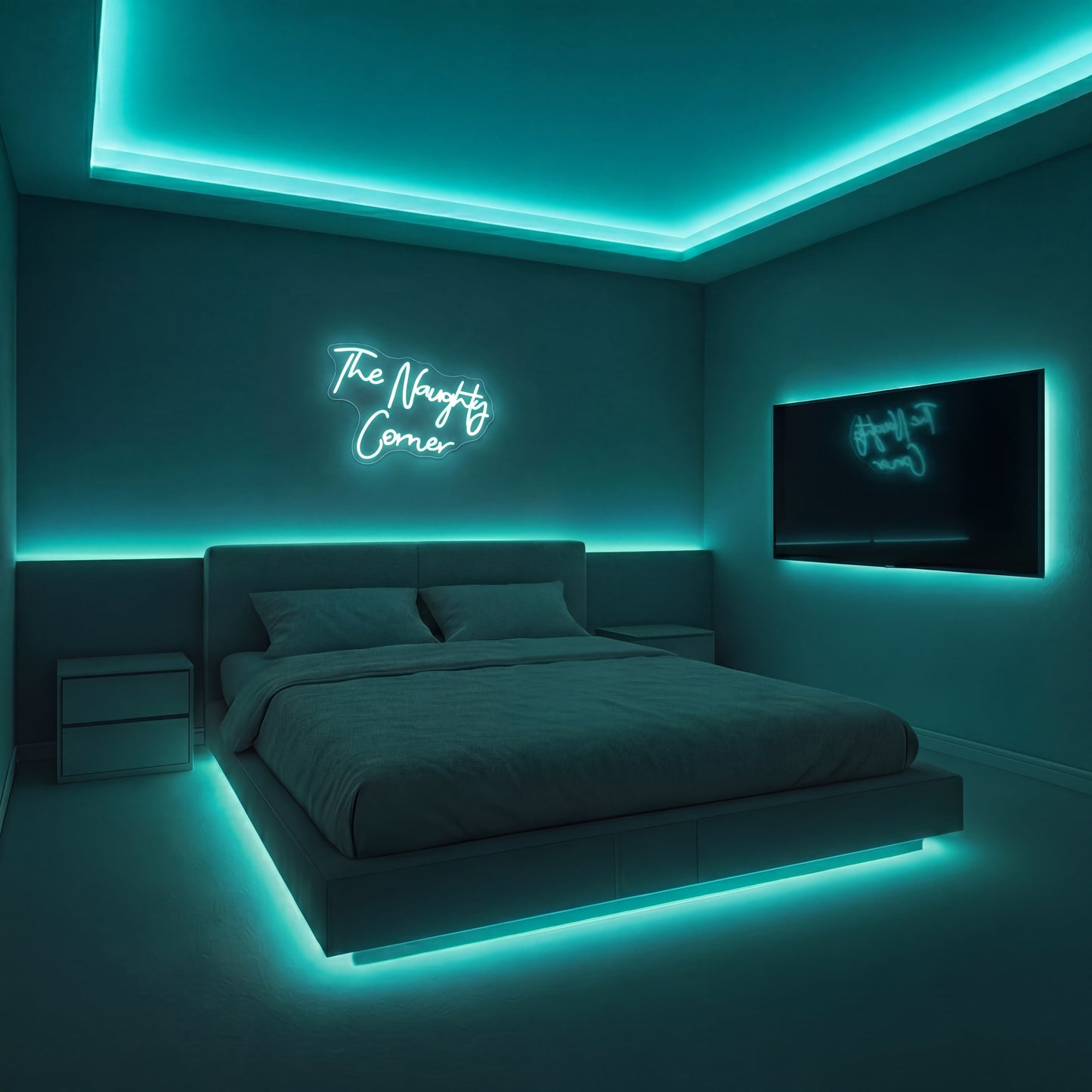 Néon LED The Naughty Corner | Enseigne Lumineuse Rouge | Intensité Variable & Support Acrylique