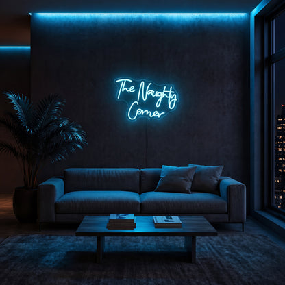 Néon LED The Naughty Corner | Enseigne Lumineuse Rouge | Intensité Variable & Support Acrylique