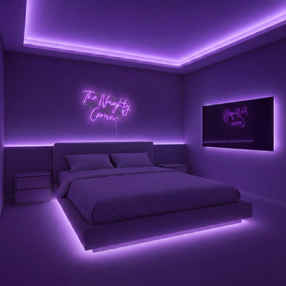 Néon LED The Naughty Corner | Enseigne Lumineuse Rouge | Intensité Variable & Support Acrylique