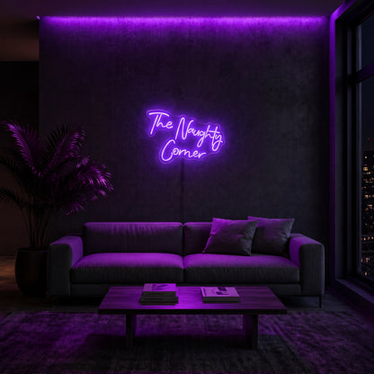 Néon LED The Naughty Corner | Enseigne Lumineuse Rouge | Intensité Variable & Support Acrylique