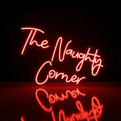 Néon LED The Naughty Corner | Enseigne Lumineuse Rouge | Intensité Variable & Support Acrylique