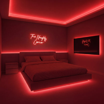 Néon LED The Naughty Corner | Enseigne Lumineuse Rouge | Intensité Variable & Support Acrylique